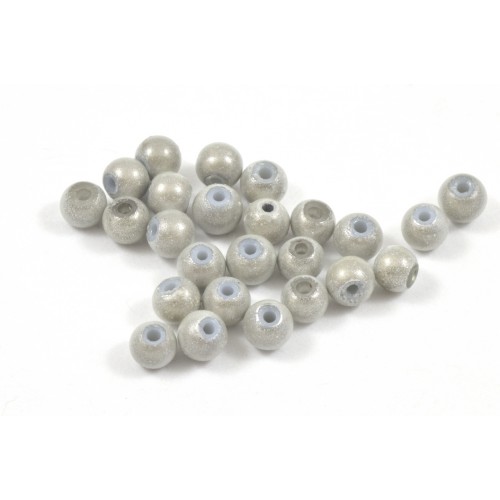Billes acryliques ''wonder bead'' 4mm blanc- silver (paquet de 10)